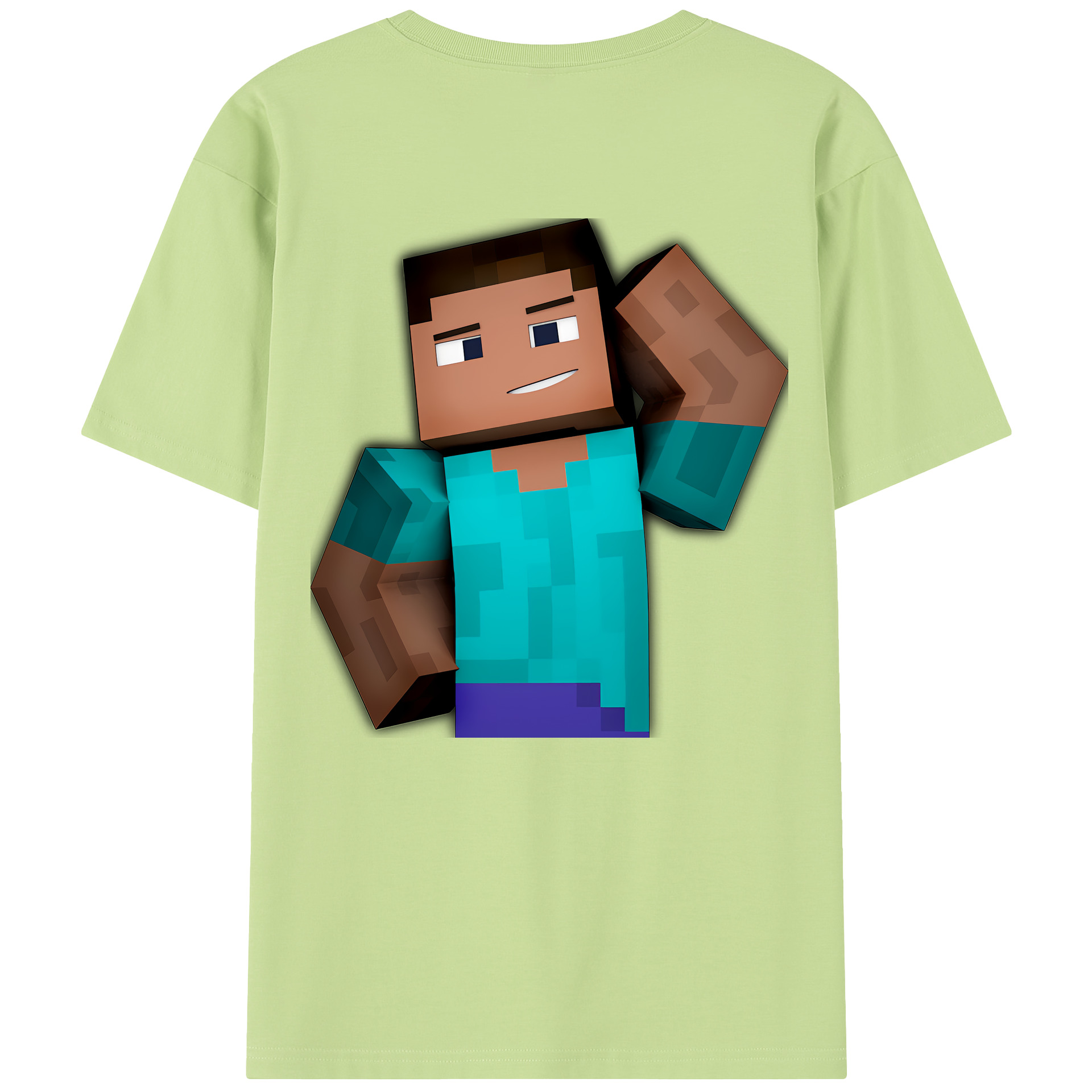 （画像用） マインクラフト ブロックの世界 Minecraft MC Block world 綿100％半袖Tシャツ（背面プリント）
